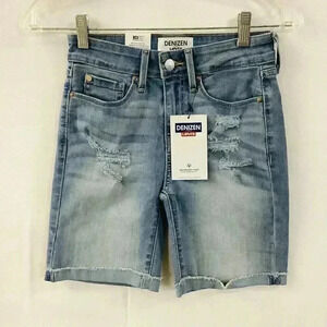 Levi's Denim Size W24 Mid-Rise Bermuda Jean Shorts Distressed Medium Wash